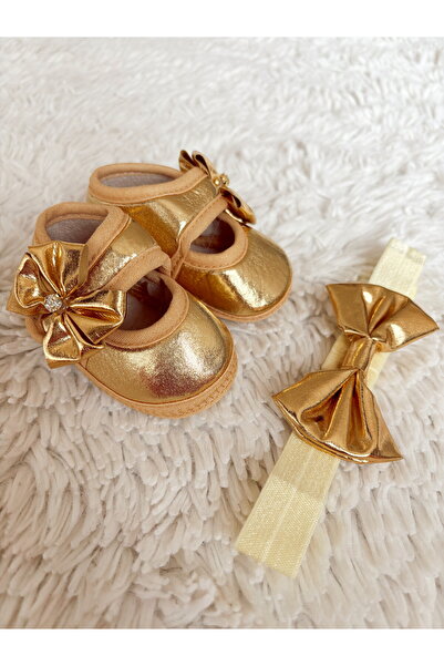 Cloudy Baby Girl Gold Booties Girl Newborn Daily Stylish Booties