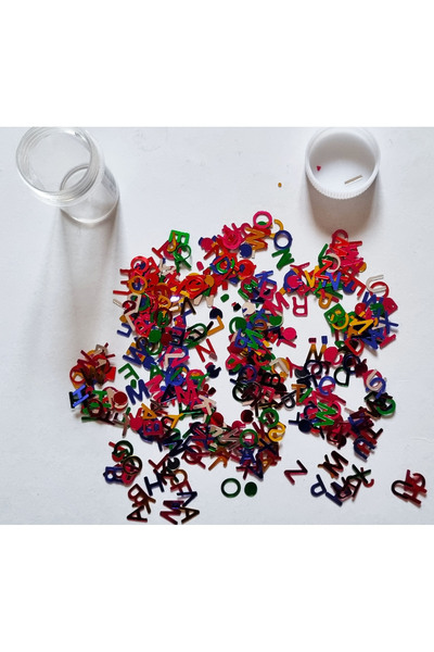 Modellino 1 Şişe Simli Renkli Harfler Metal Pullar 1x1cm