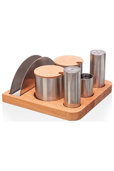 KT HOME Salt Shaker Pepper Shaker Spice Shaker Napkin Holder Set 122 Cafe Restaurant Restaurant Stand