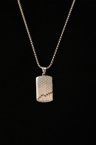 Fjellor Men's Silver Color Special Design Pattern Plate Pendant, Stainless Steel