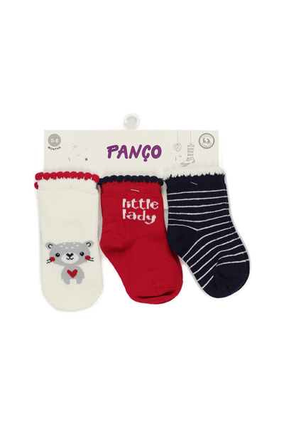 Panço Baby Girl Multicolored Triple Socket Socks