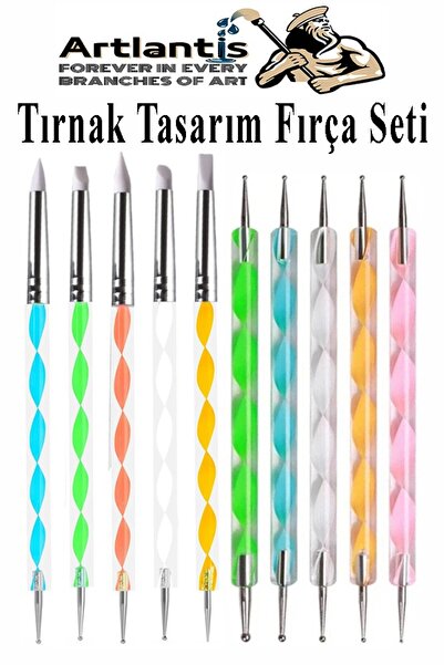 Artlantis Silikon Tırnak Şekillendirme Kalemi 10 lu 1 Paket Nail Art Metal Ba...