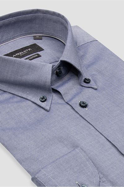 Abbate Carlo Oxford Cotton Slim Fit Collar Dark Blue Button Collar Men's Shirt