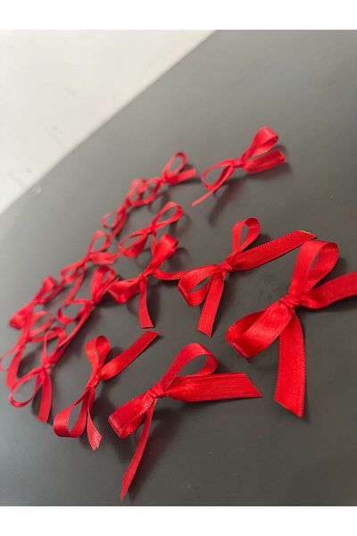 edalle 25 Pieces Red Satin Bow 10mm