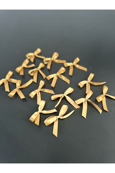 edalle 50 Pieces Gold Satin Bow Small 10mm Handmade