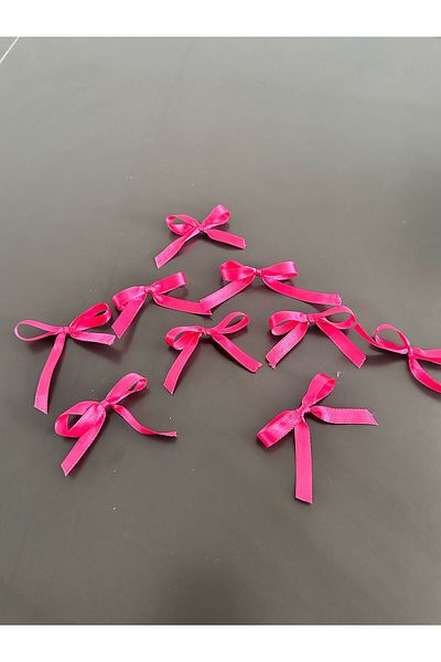 edalle 50 Pieces Fuchsia Satin Bow Small 10mm Handmade