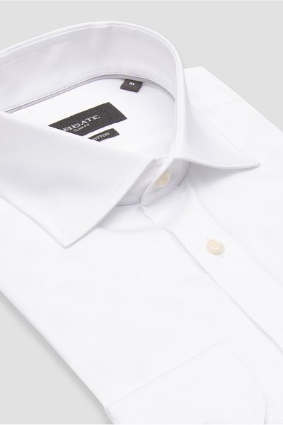 Abbate Donatello Non-Iron Dobby Cotton Slim Fit White Classic Collar Men's Shirt