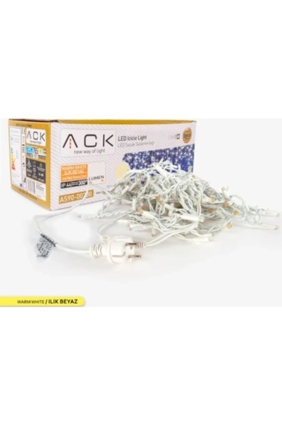 ACK Saçaklı Süsleme Ledi Günışığı 3500K Uzunluk 200cm Saçaklar 80/60/40cm 24 Saçak IP65 Beyaz Flaşlı