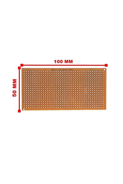 İthal 50x100mm Delikli Bakır Plaket Tek Taraflı Devre Kartı 5x10 Cm