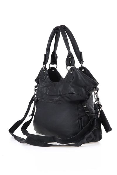 ÇÇS Hand and Shoulder Bag - Washed Leather, Chain Detailed