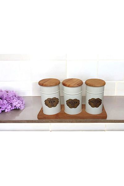 Feronyahome & Garden 3 Piece Chef Spice Set Cream