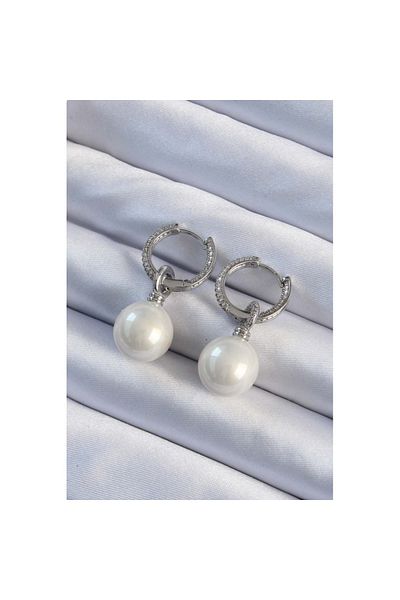 Skygo Brass Silver Color Zircon Stone Plated Pearl Design Women's Earrings - Tj-Bkp9476