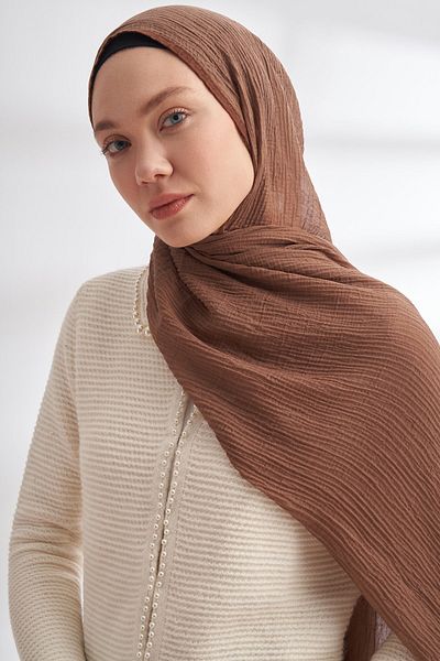 ARMANDA Muslin Piping Shawl, Dark Mink