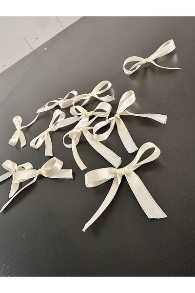 edalle 50 Pieces Cream Satin Bow Small 10mm Handmade