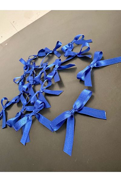 edalle 50 τμχ Μπλε Σατέν Φιόγκος Μικρός 10mm Χειροποίητος