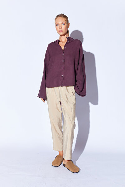 Manche Kahve Kolları Salaş Kadın Gömlek