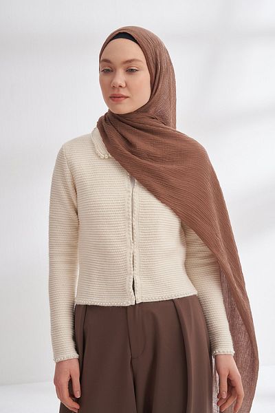 ARMANDA Muslin Piping Shawl, Dark Mink