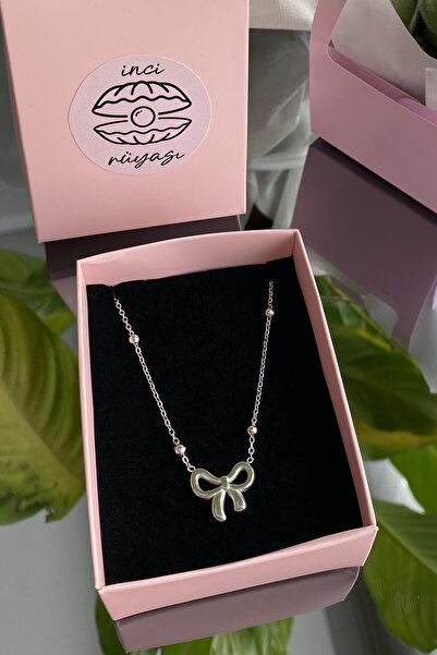 shop الشريط (القوس) قلادة فضية اللون الصلب