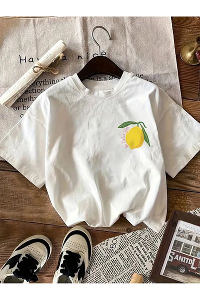 Touz Moda Μπλουζάκι Unisex Oversize με στάμπα Lemon Cello