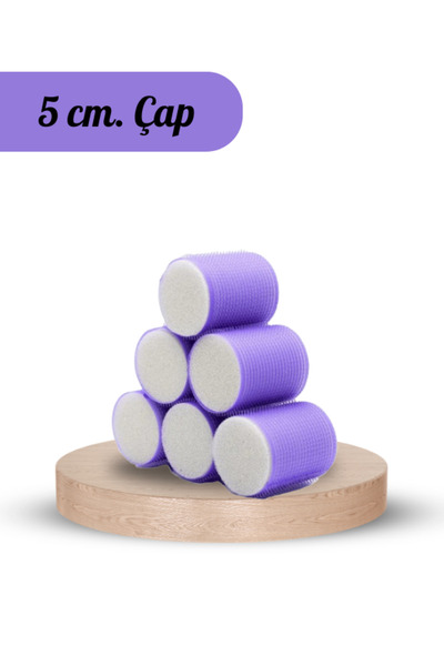 Quivis Mor Cırtlı Sünger Saç Bigudisi Saç Şekillendirici 6lı Çap 5cm