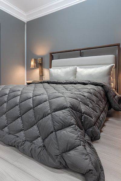 Beecare Modern Gray Silicone Quilt 195X215 Antiallergic Diamond Patterned 100% Bead Washable