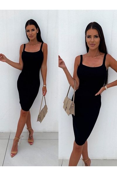 BİGÜMEX Rochie neagră cu bretele - Camisole deasupra genunchiului