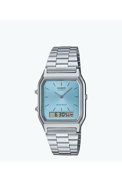 Casio Casio Unisex Analog Quartz Watch with Stainless Steel Strap AQ-230A-2A1MQY Blue Dial