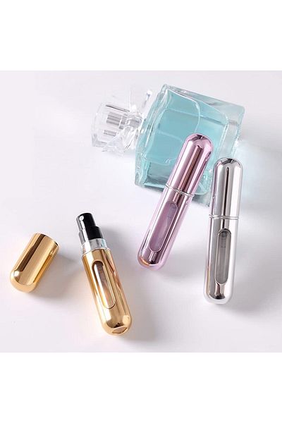 Class 3 Pieces Portable Refillable Pocket Perfume Bottle Silver - Dark Blue - Black Combination