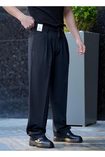 MODA Baggy Pleated Fabric Trousers-1767