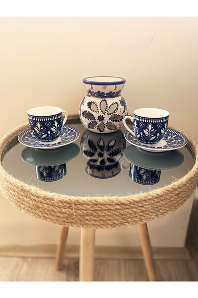 AEKI Design&Art Hasır Kaplı Füme Aynalı Zigon Sehpa - Bohem Tarzı Dekoratif S...