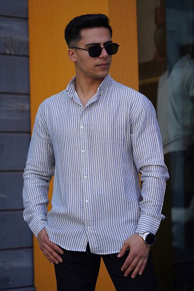 JACK CAPRİO Cămașă BĂRBAȚI DE BUMBAC DE IN, RESPIRABILĂ, FĂRĂ TRANPIE, CU POTRIVIRE REGULARĂ