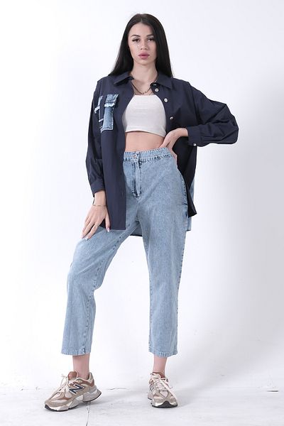 Feminist Pocket Detailed Tunic Trousers Denim Double Suit Navy Blue 44510640