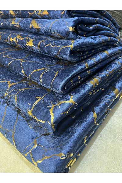 Tekstilsa Sofa Sofa Bed Cover Yenimoda Gold Leaf Decorative Navy Blue Floor Sponge Sofa Cover 1pc