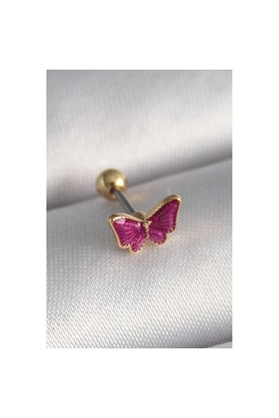 Skygo Pink Butterfly Model 316L Tragus Piercing - Silver Color - Tj-Pr1286