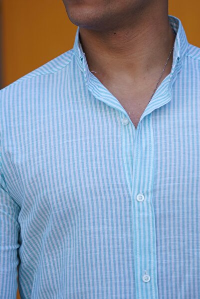 JACK CAPRİO Men's Linen Cotton Breathable Sweat-Free Casual Cut Regular Fabric Shirt