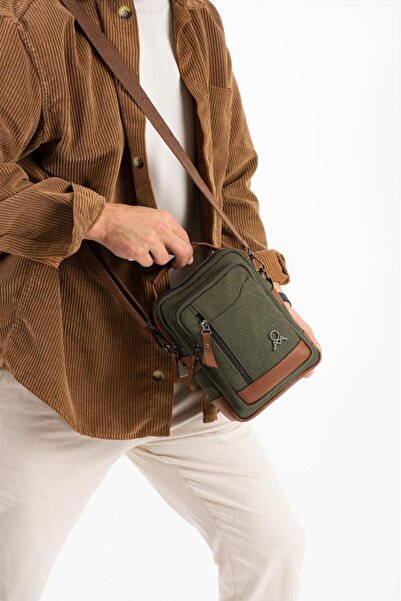 Baginn Kanvas Kumaş Erkek Postacı Çanta Omuz Çantası 20*12 Cm Çapraz Askılı O...