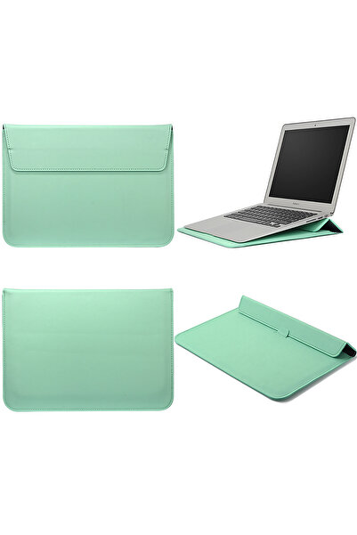 NovStrap Apple Macbook Air 15 Inç A2941 A3114 A3241 M2 M3 M4 Çip Uyumlu Deri Kılıf Çanta Sleeve Standlı