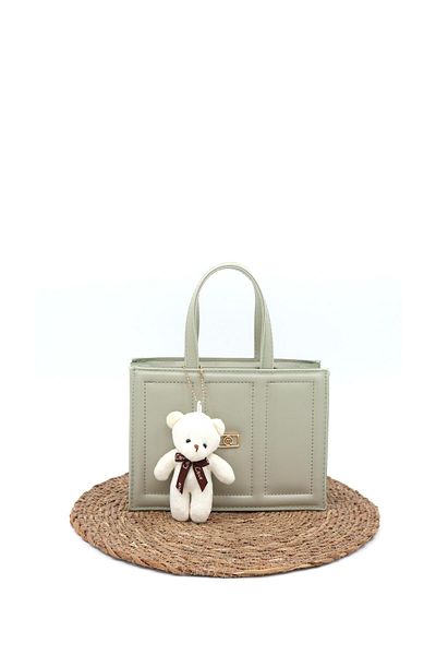 Moda Lime Women's Water Green Box Bag with Teddy Bear