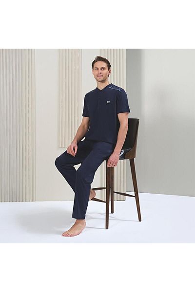 Over Sleep by Poleren Over sleep 1718 ανδρικό κοστούμι πιτζάμα με κοντό μανίκι μακρύ κάτω μέρος καλοκαιρινό σε μέγεθος