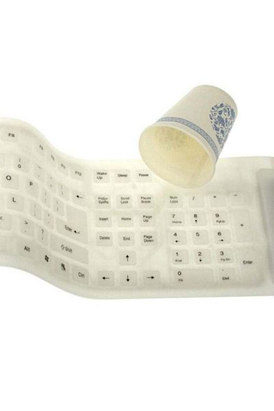 Generic لوحة مفاتيح مرنة من السيليكون ١٠٩ مفتاحًا - أبيض