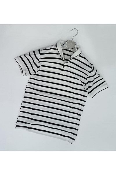 CLASSİCS MEN Ανδρικό μπλουζάκι Turbulance Polo Neck κοντομάνικο ριγέ