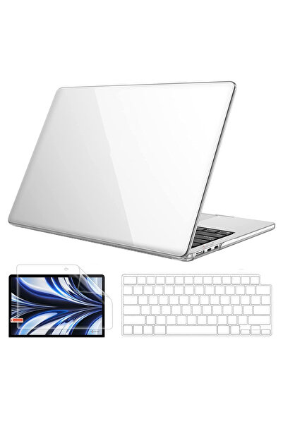 NovStrap Apple Macbook Air 13.6 Inç A2681 A3113 A3240 M2 M3 M4 Uyumlu Kılıf Parlak-şeffaf Klavye Kılıfı-film
