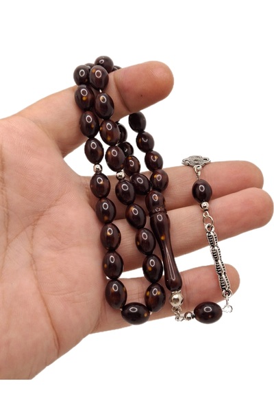 Han Ticarethane Жълти петнисти кафяви прахообразни кехлибарени молитвени мъниста