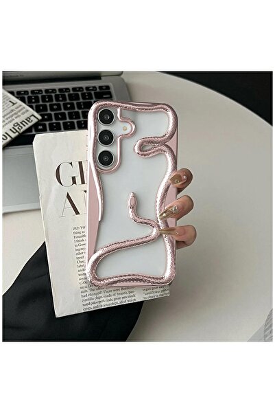 Zebana Samsung Galaxy A54 Uyumlu Kılıf Zebana 3D Snake Silikon Kılıf Rose Gold