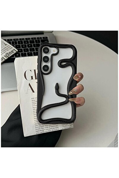 Zebana Samsung Galaxy S23 FE Uyumlu Kılıf Zebana 3D Snake Silikon Kılıf Siyah