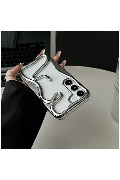 Zebana Samsung Galaxy S22 Compatible Case Zebana 3D Snake Silicone Case Gray