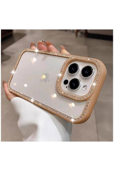 Zebana Apple iPhone 16 Pro Max Uyumlu Kılıf Bling Diamond Silikon Kılıf Deser...