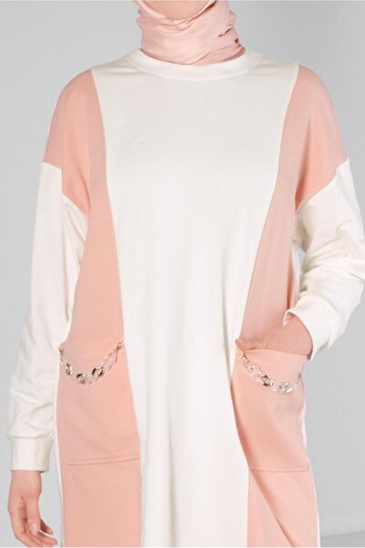 Alvina Chain Detailed Color Blocked Tracksuit Tunic - 43561