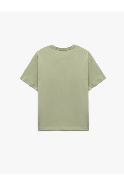 Koton Tricou de bază din bumbac, cu mânecă scurtă, cu detaliu de buzunar