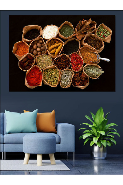 KanvasSepeti Tipuri de condimente Tematică de bucătărie Pictură în ulei Textu...